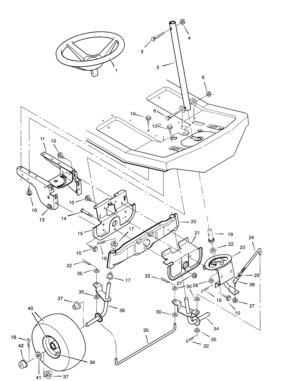 Steering Diagram and Parts List for 30560X51A  Briggs and Stratton Lawn Tractor